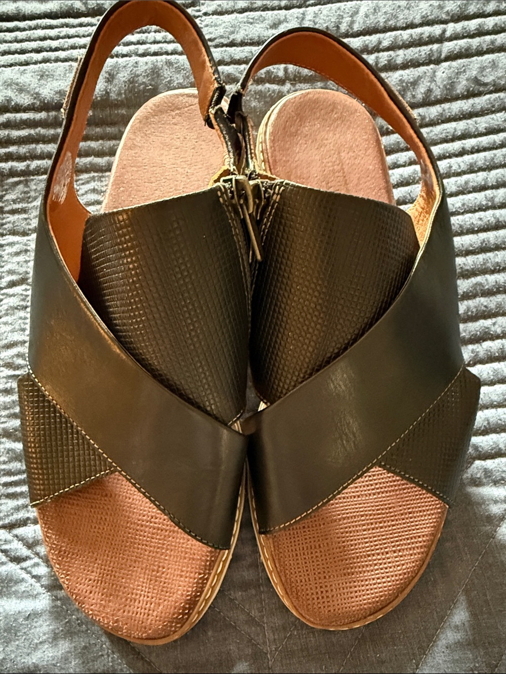 Size 38/8 PIKOLINOS Black and Brown Leather Cross-Strap Sandals